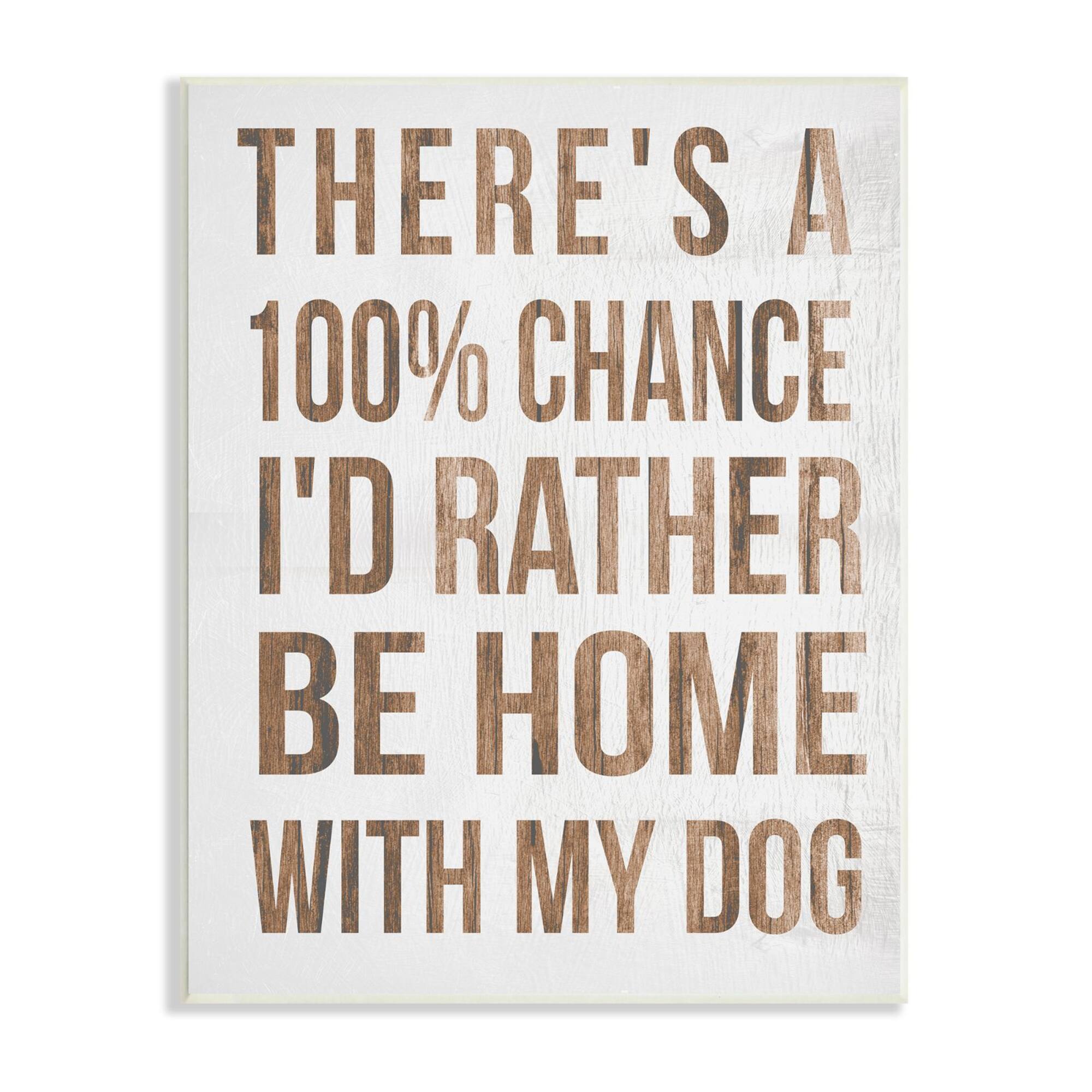 Stupell Industries 100% I'd Rather Be Home With Dog Phrase Wall Plaque